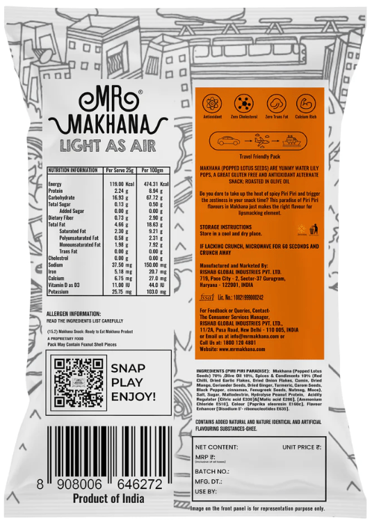 Mr Makhana Piri Piri Paradise 25 & 75 GM - OMNI SOURCE PTY LTD